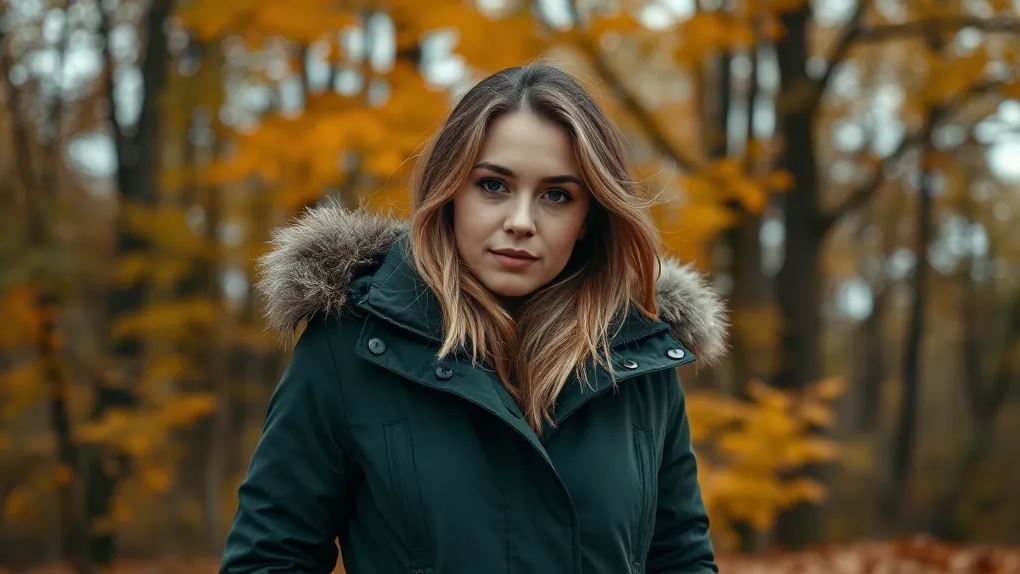 женщина в куртке в октябре