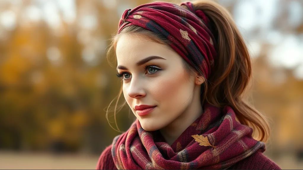 женщина в косынке с хвостом осенью
