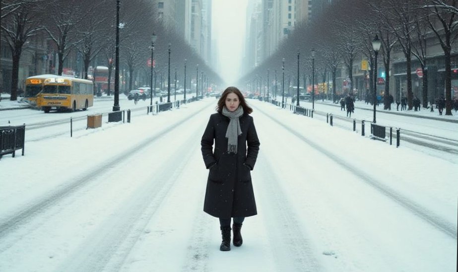 женщина зимой в городе