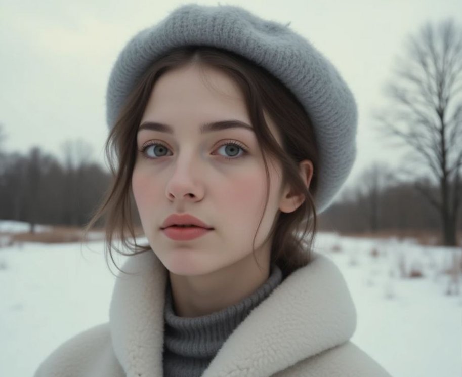 женщина в берете зимой