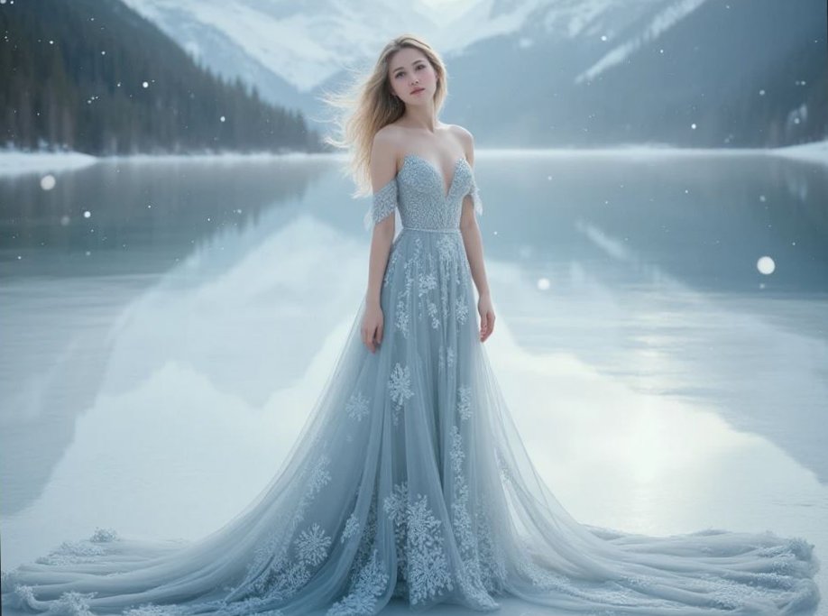 женщина в платье зимой