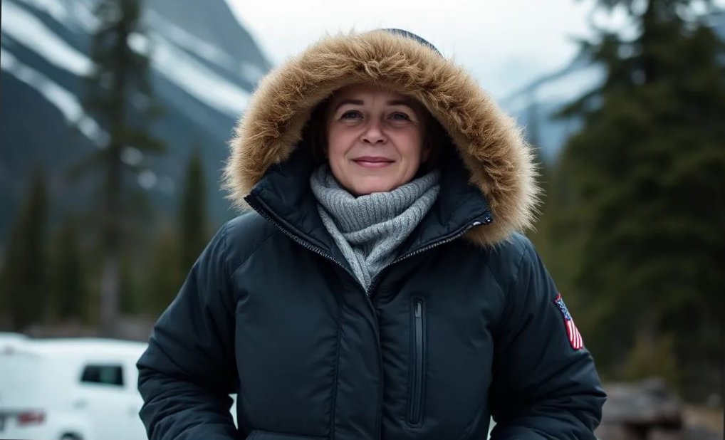женщина в куртке-аляске