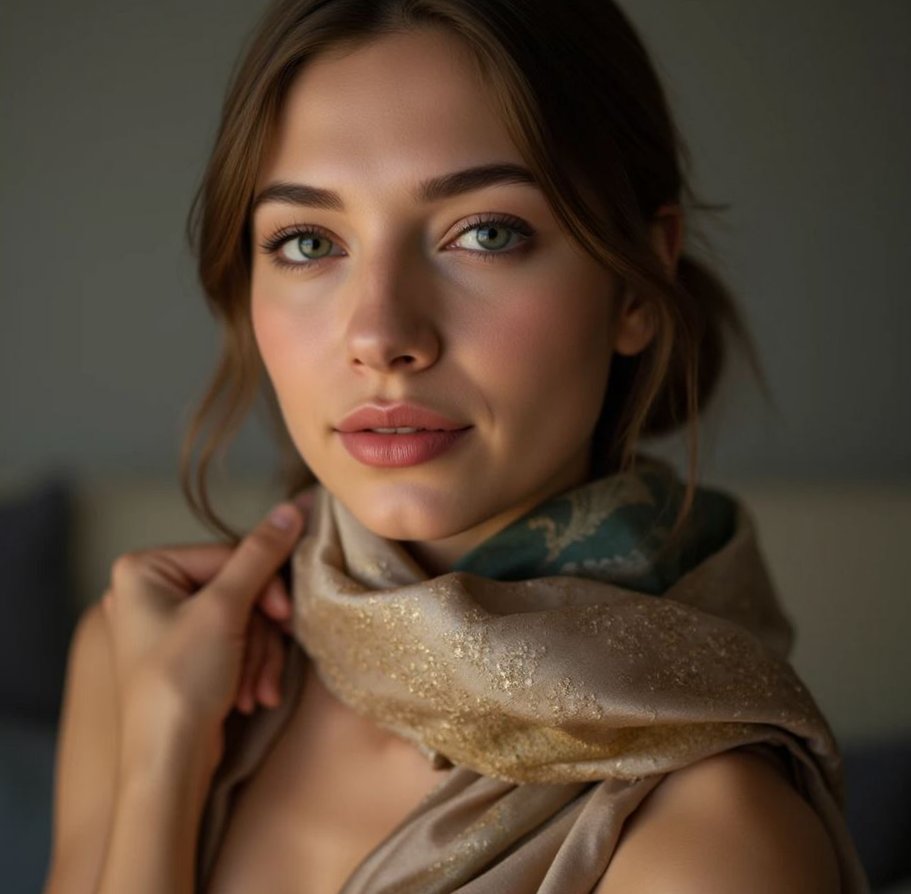 женщина с шелковым платком